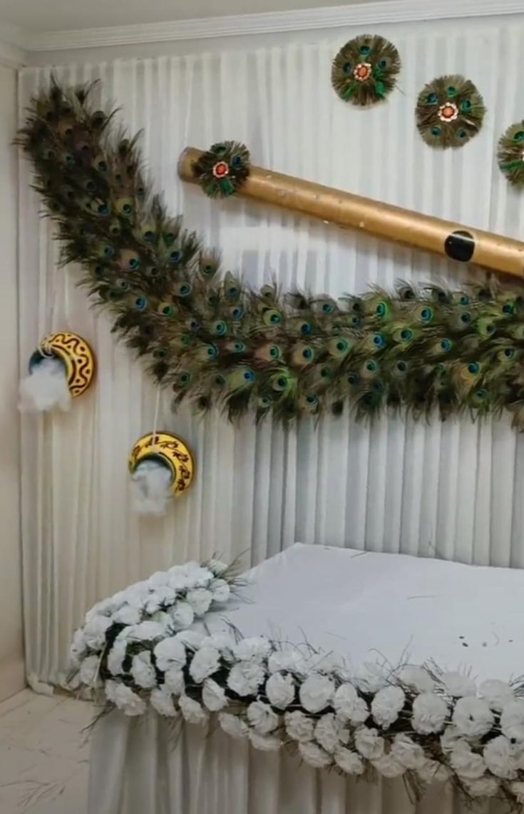 Peacock feather decoration for altar